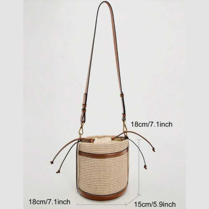 Fashion Bucket Bag Summer Straw Beach Bag Casual Travel Vacation Handbags Womens Leisure Outdoor Crossbody BagT251213