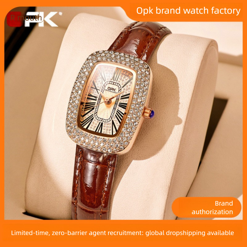 OPK Designer Women's Watch Outdoor Sports Retro Waterproof Manufacturing Wholesale Free Shipping Diamond-encrusted Simple And Elegant Women's Wristwatch