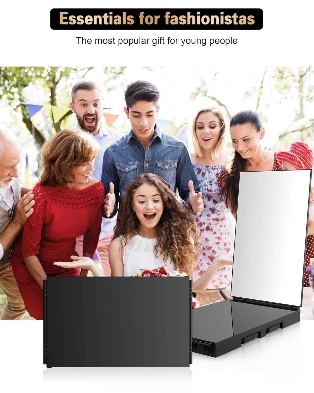 360-Degree Viewing Angle Hair Cutting Mirror 3-Way Self Haircut Mirror with Clear Anti-Fog HD Glass USB RechargeableT251213