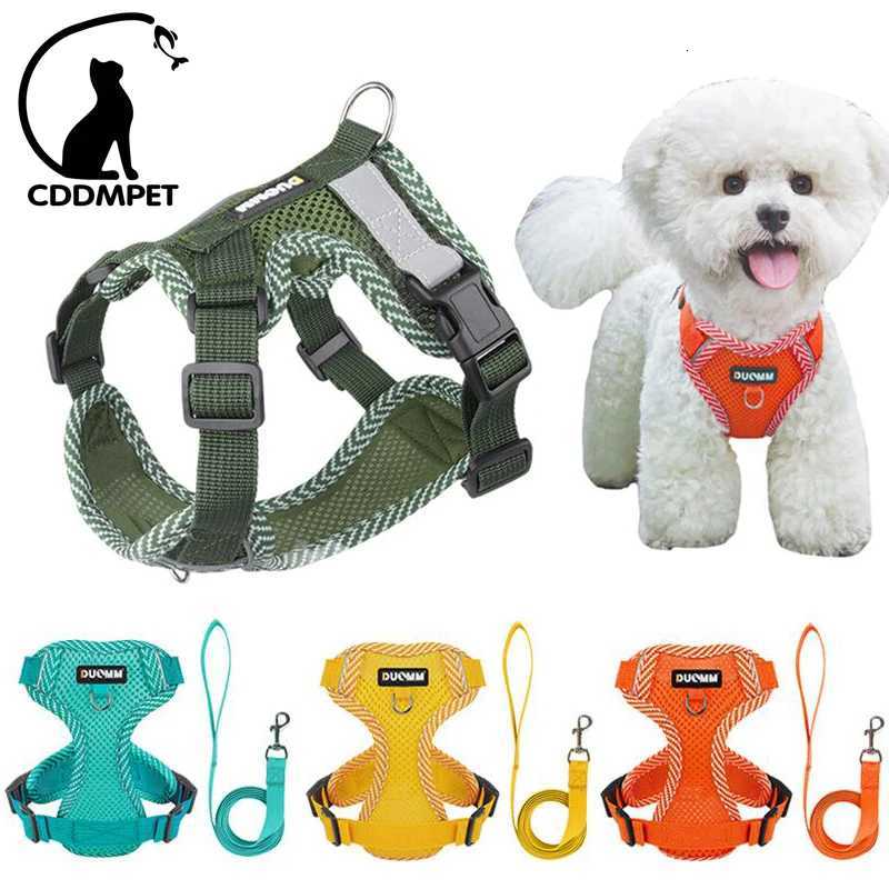 Pet Harness Leash Set Breathable Puppy Cats Vest Chest Strap for Small Dog Walking Supplies French Bulldog Chihuahua Accessories M251213