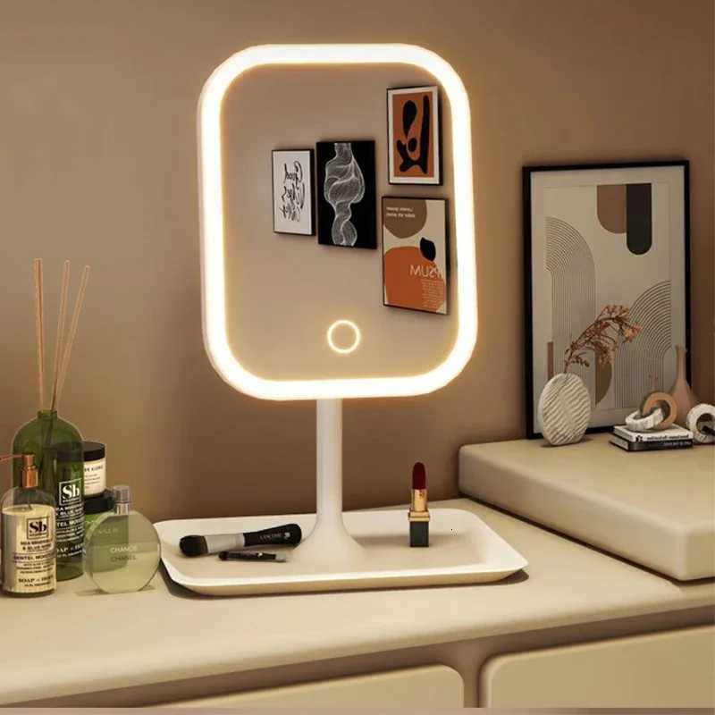 Niche Modern Desktop Vanity Mirror 3 Color Light LED Makeup Mirror Touching Mirror Women Bedroom Dressing Mirrors Home DecorT251213