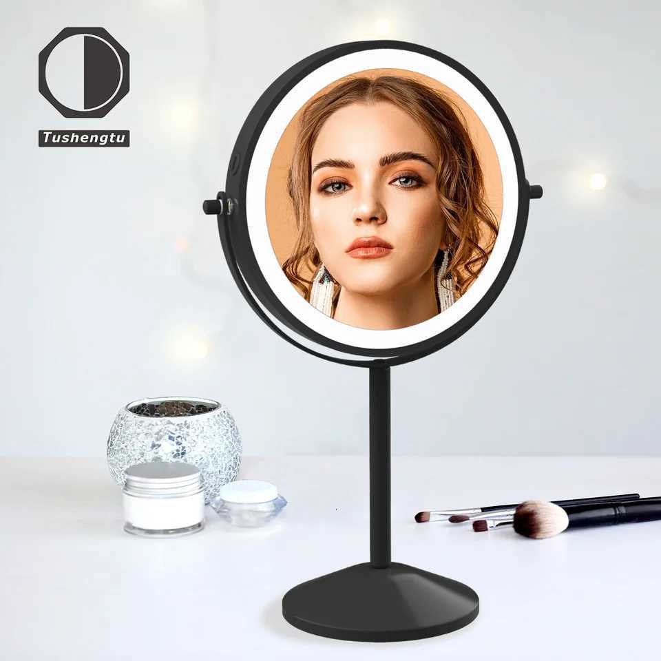 TUSHENGTU Charging Makeup Mirror With Light 10X Magnifying Double Mirrors For Makeup 360 Degrees Table Standing Cosmetic MirrorT251213