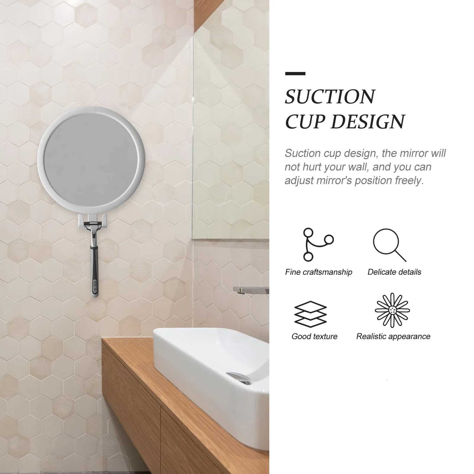 Adhesive Makeup With Hook Wall-Mounted Bathroom Mirror No Punch Damage High-Definition Dressing Vanity Mirror For HomeT251213