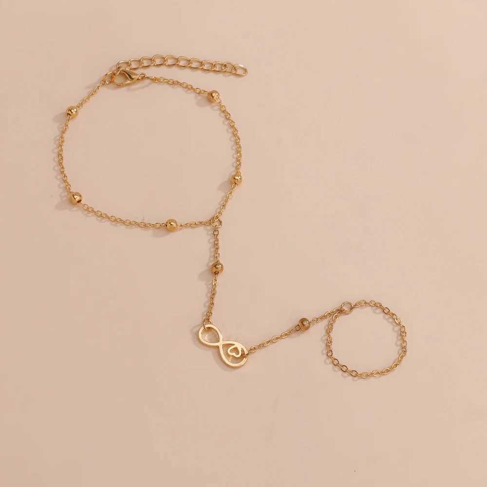 Minimalist Creativity Infinite Symbol Number 8 Womens Finger Chain Jewelry Gift Clothing Accessories M251213