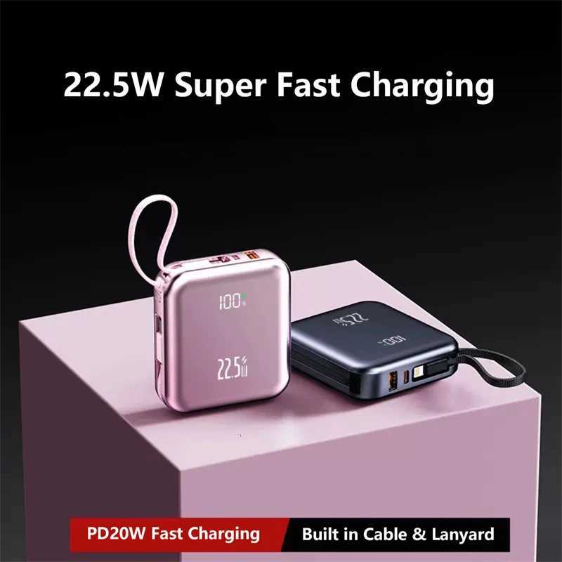 Mini Power Bank 20000mAh 225W Fast Chaging Portable Charger for iPhone 17 External Battery PowerBank with Cable H251213