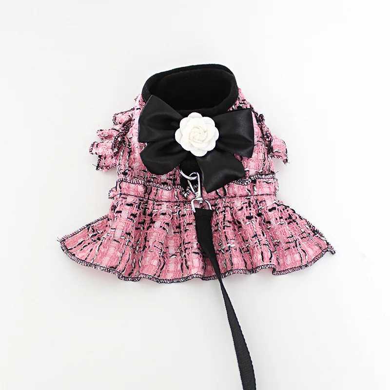 luxury Ins Pet Dress Tweed Harness For Dogs With Leash Puppy Chest With Rope Cute Dog Outgoing Chest Back M251213