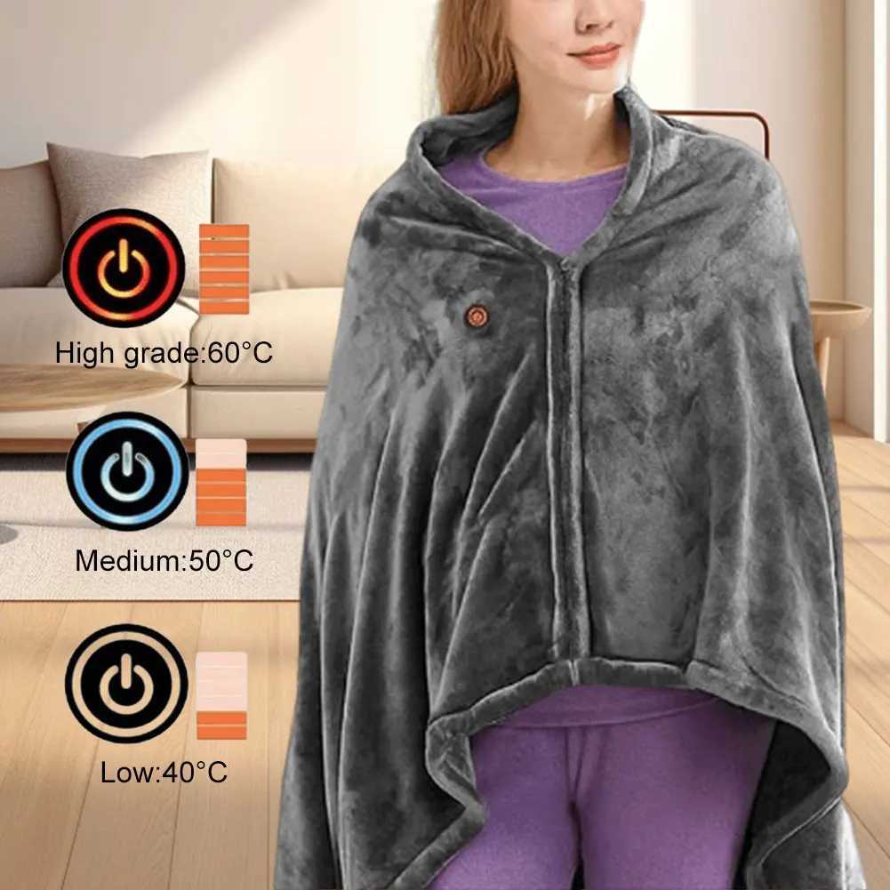 USB Electric Heated Blanket 3Heating Levels Fleece Heated Blanket Portable Body Warmer Blanket Quickly Heated Cape Pad forOffice Y251212