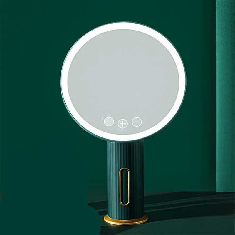 New USB Charging LED Makeup Mirror With Light Ladies Lamp Desktop Rotating Vanity Round Shape Cosmetic Mirrors For Bedroom 20T251213