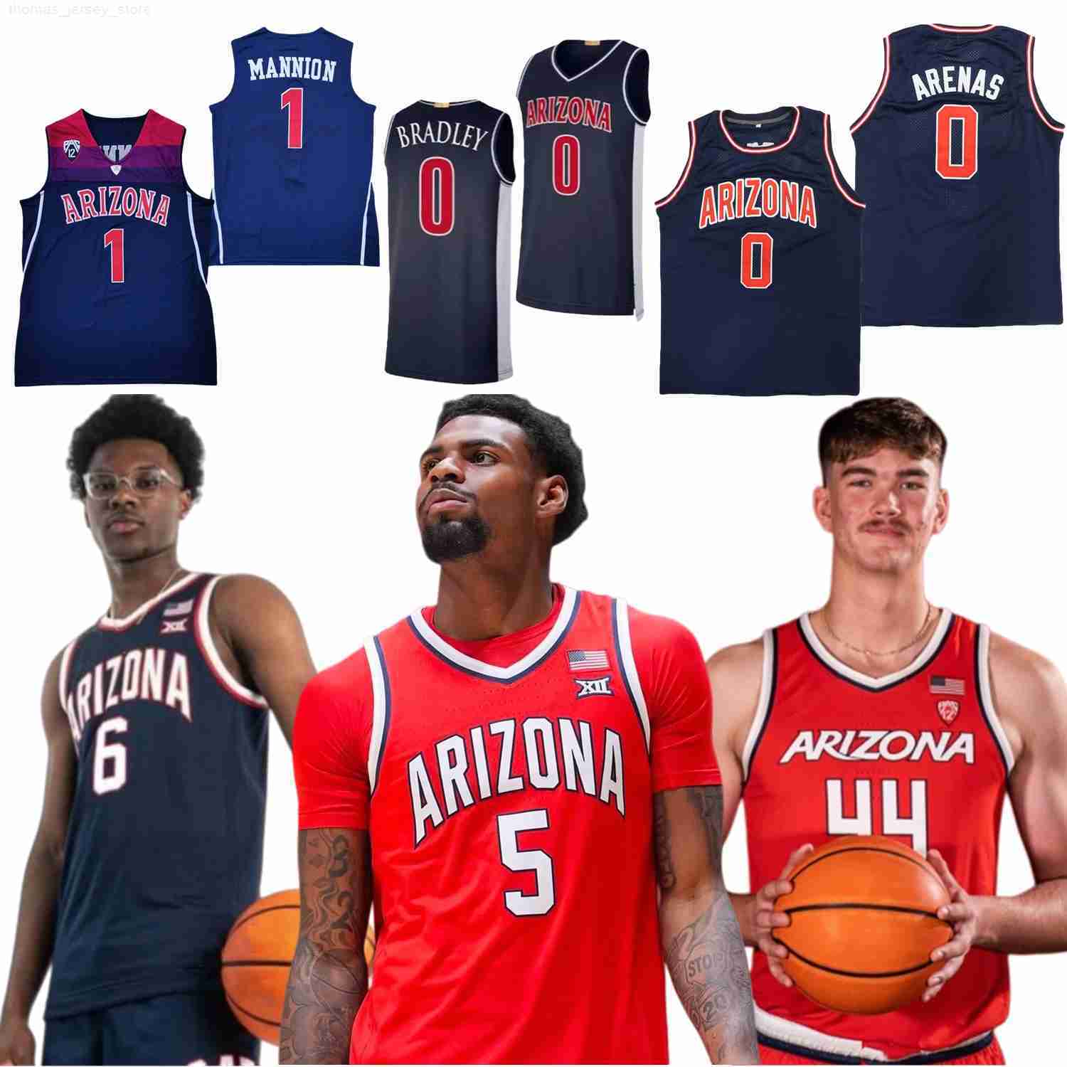 Arizona Wildcats Basketball Jersey College Bryce James Jaden Bradley Koa Peat Anthony DellOrso Brayden Burries Tobe Awaka Krivas Kharchenkov Aristode Women Kid