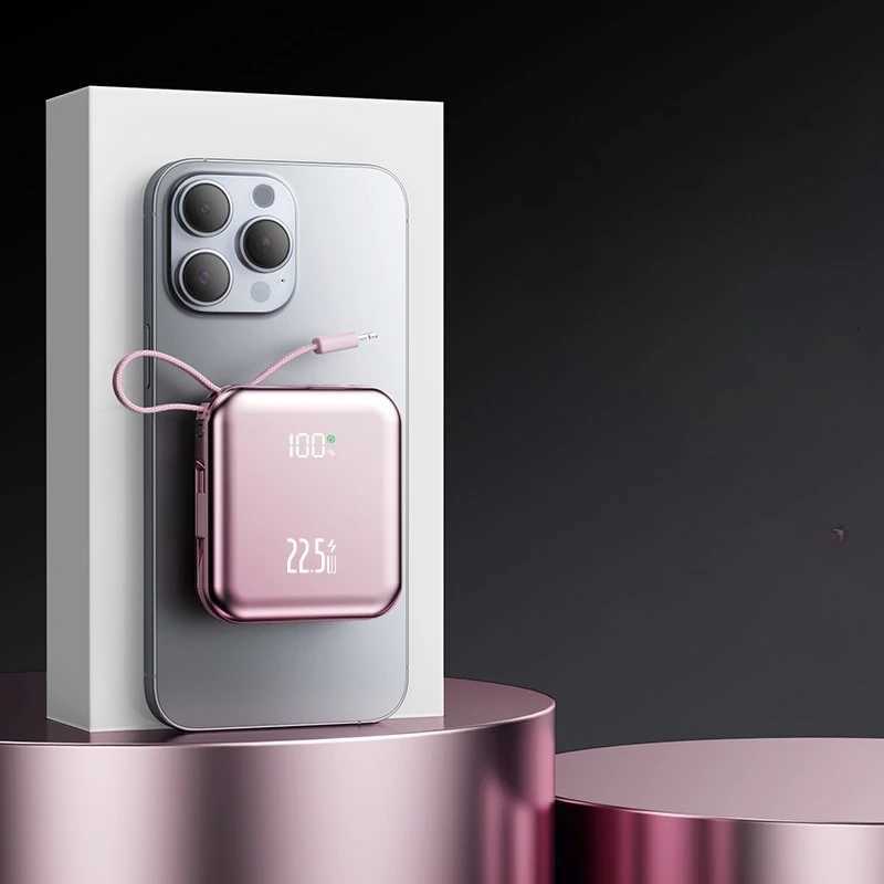 Certification 10000mAh 20000mAh Mini Power Bank with Built-in Cable and 225W Fast Charging Battery Pack For IPhone/ H251213