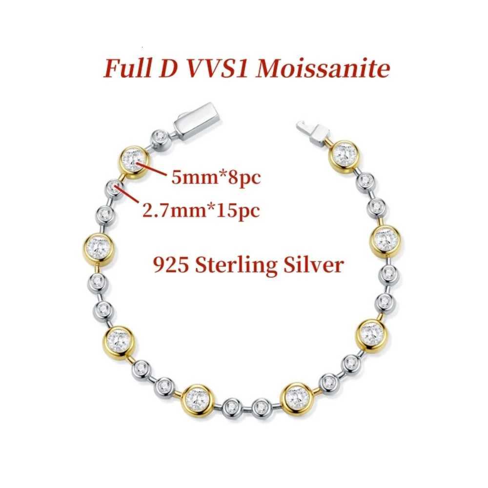 NKHOG 5mm Full Moissanite Bubble s For Women 925 Sterling Silver Double Color Lab Diamond Bangle Party Jewelry Wholesale M251213