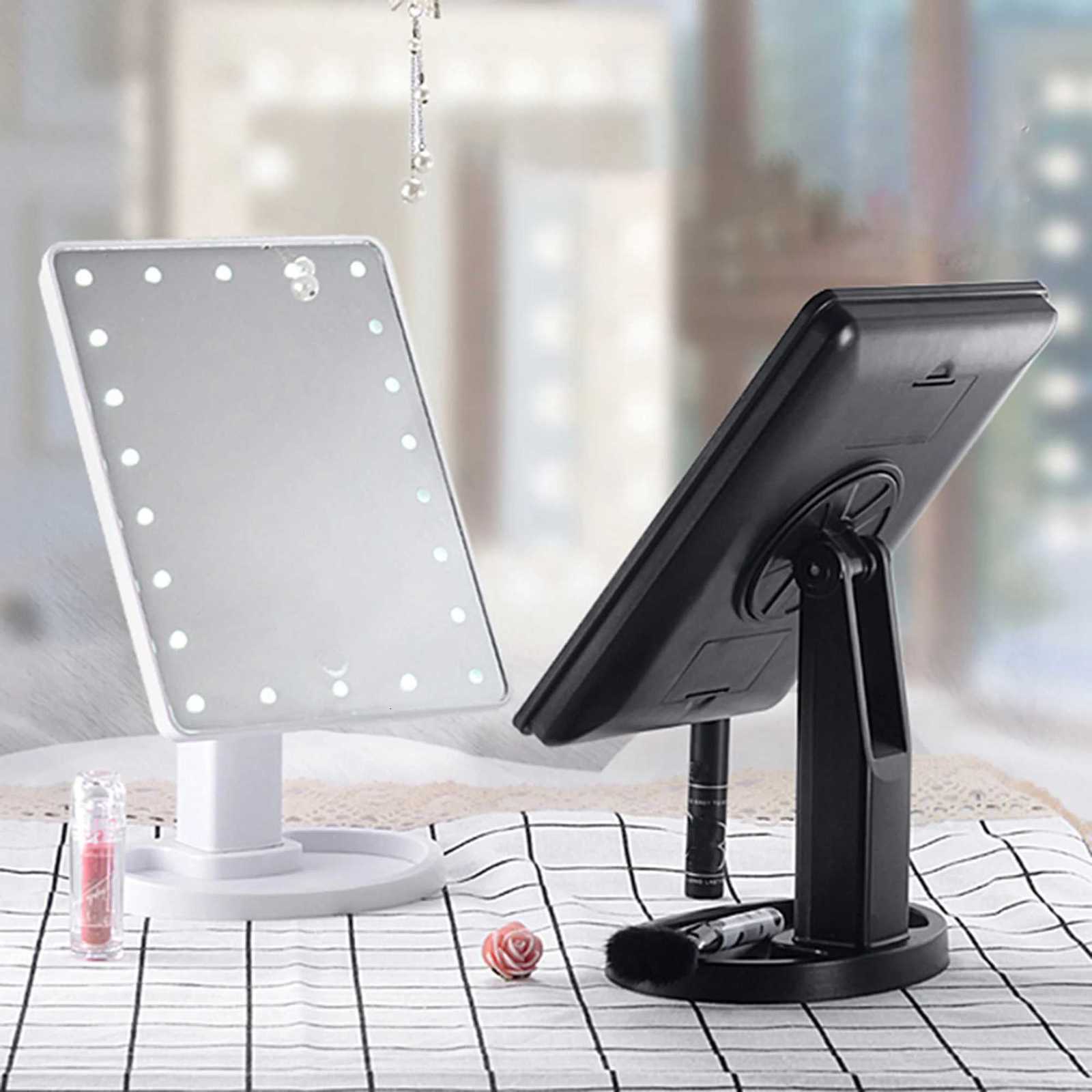 1 polished battery powered LED makeup mirror Low sensitivity luminous makeup mirror with 180 rotation and touch screen T251213