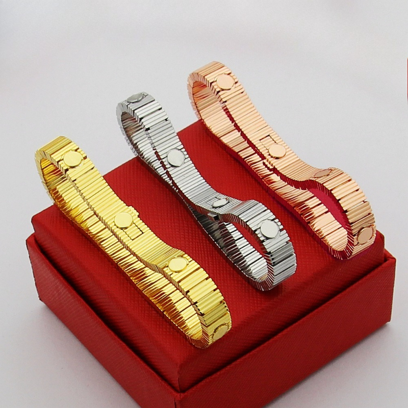 Designer New Bracelet 8mm Screw Bracelet 18K Gold Plated Bracelets for Women Men Striped Texture Bangle Classic Couple Wedding Jewelry Size 16-19