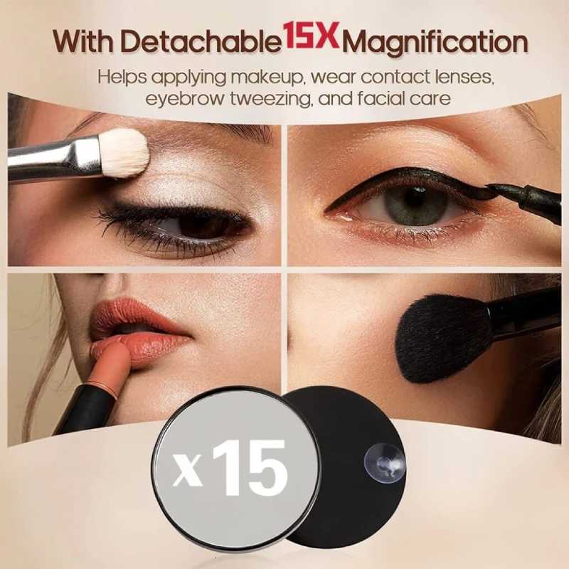 Makeup Mirror with Led Light Portable Traveling Vanity Mirroir with 15X Magnifying Cosmetics Mirror Gift for Bedroom home GirlsT251213