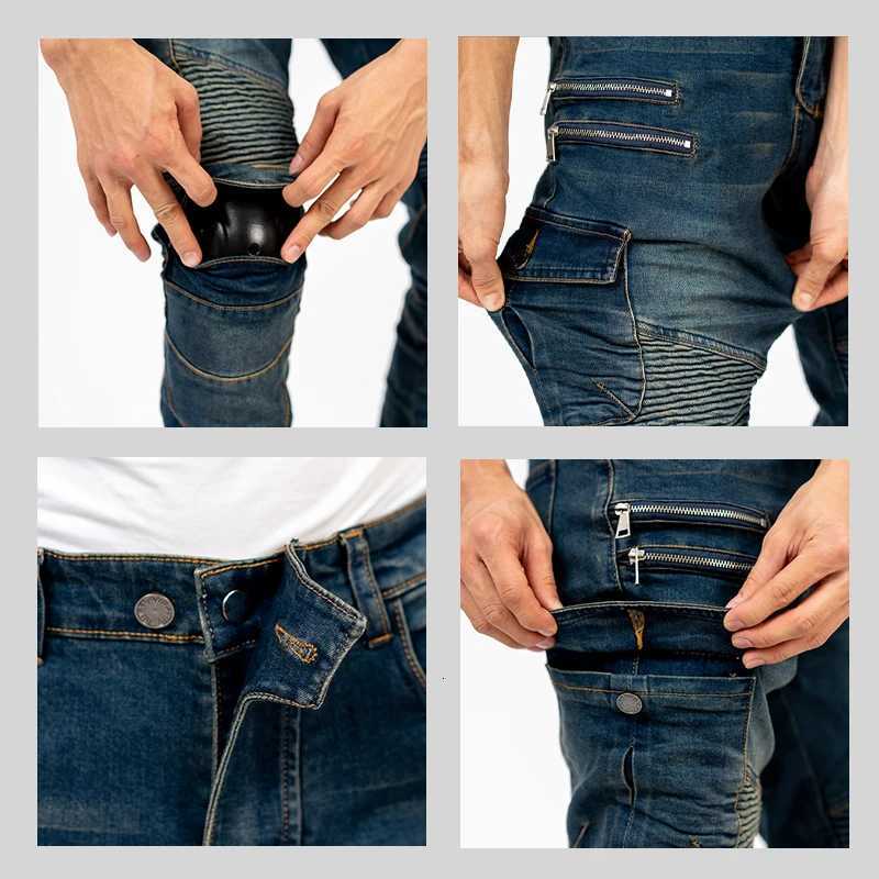 New Double Zipper Metal Style Motocross Moto Trousers Men For Woman Outdoor Riding Jeans With Protective Gear Motorcycle Pants H260411