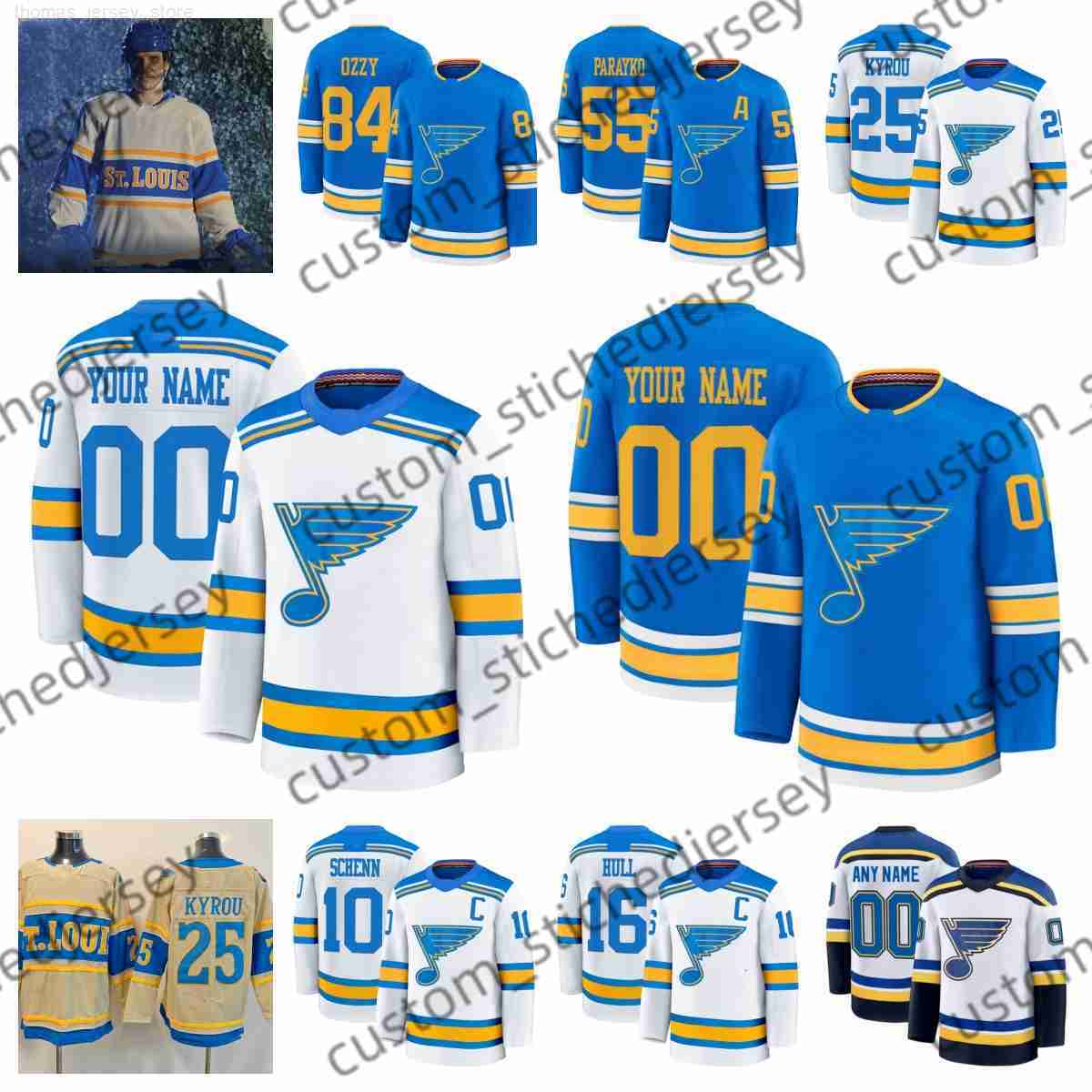 St Louiss Blues 2025 hockey jersey Bjugstad 77 Schenn 10 Sundqvist 70 Mens Dvorsky 54 Womens jersey Joseph 71 custom all size Kyrou 25 Snuggerud 21 Toropchenko 13