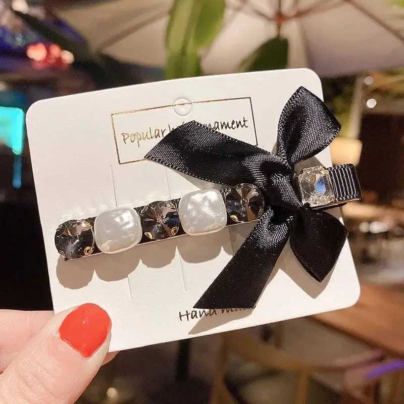 Korean Fashion Fabric Bow Hair Clips for Women Girls Crystal Pearl Ponytail Headpiece Barrette Headwear Hair Accessories Y251213
