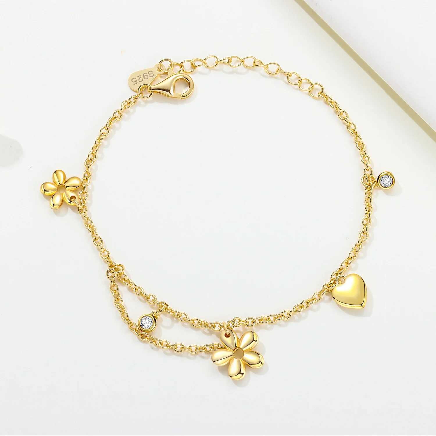 Orstarry New 925 Sterling Silver Golden Little Flower Chain Link Women Jewelry Party TrenDY Gifts M251213