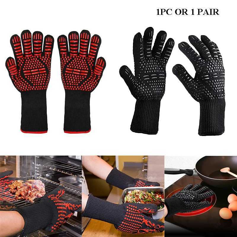 1PC/1Pair BBQ Gloves High Temperature Resistance Oven Mitts 500 800 Degrees Fireproof Barbecue Heat Insation Microwave Gloves H251212