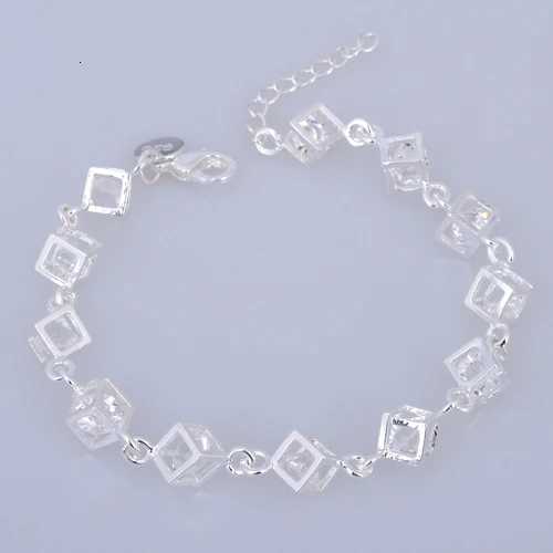 Women Heart Cube Clear Fashion Crystal Bangle Engagement Party Jewelry for Best Friends Gift M251213