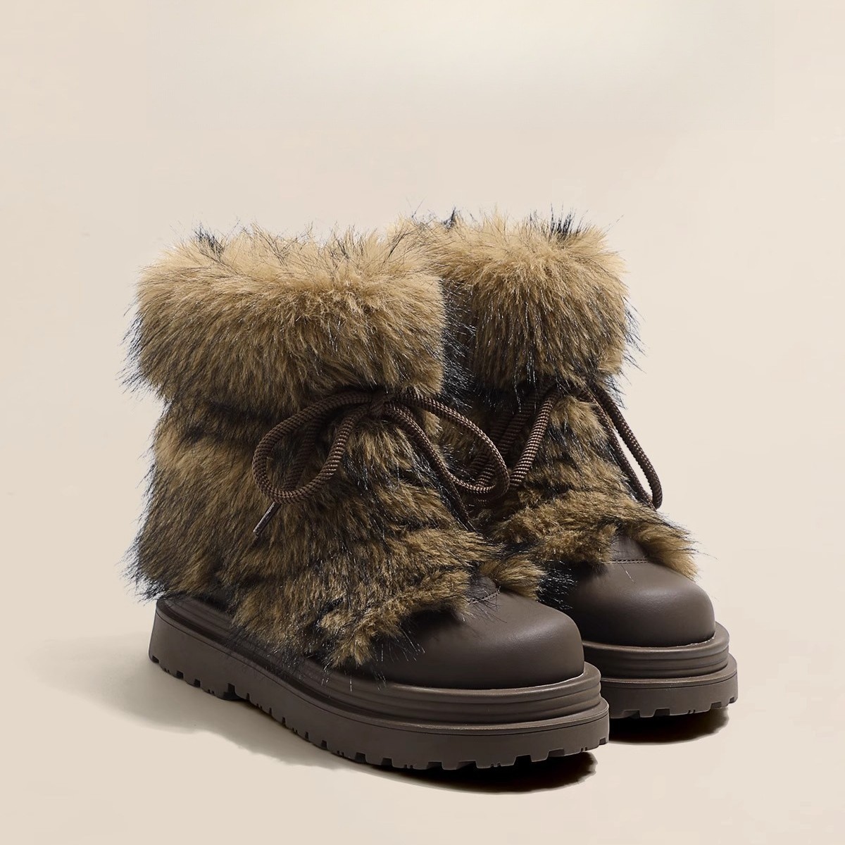 Luxury Boots Warm Women's Furry Slip-Resistant Snow Boots 2025, Winter Plush Chunky Sole Round Toe Ankle Boots Free Shipping