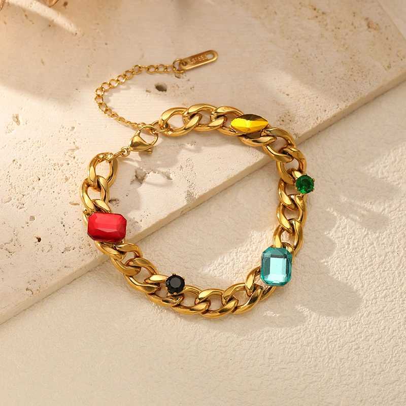 EILIECK 316L Stainless Steel Colored Zirconia Crystal Bangles For Women Trendy Wrist Chain Waterproof Jewelry Gift M251213