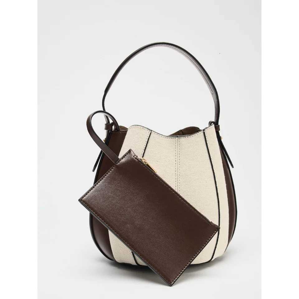 New Fashionable and Versatile Thread Cutting Decorative Bundle Bag Splicing Commuter Handheld Crossbody Bucket Bag for WomenT251213