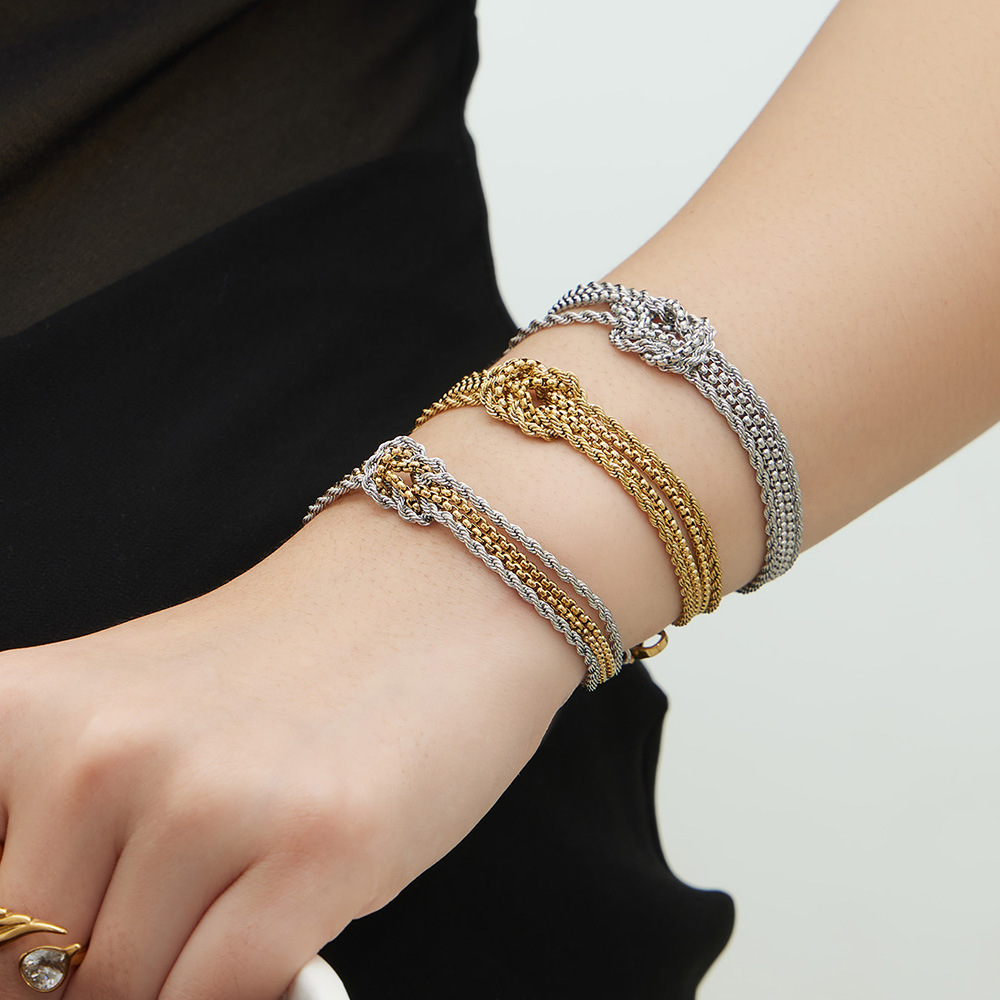 TaiYang Luxury Brand Designer Jewelry New Knotted Bracelet Designer for Women Fashion 18K Gold/Silver Plated Eco Stainless Steel Heavy Duty Unisex Cha
