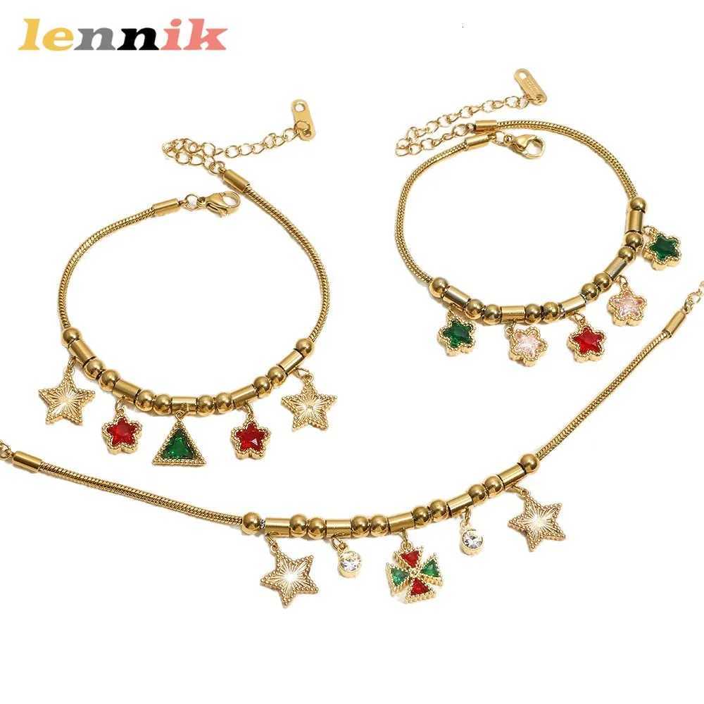 LENNIK Star Flower Stainless Steel Beaded Womens Emerald Zircon Daily/Work Eye-Catching Perfect GiftLimited Offer M251213