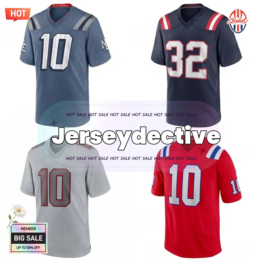 Custom Football Jersey Drake Maye TreVeyon Henderson Christian Gonzalez Stefon Diggs Tom Brady jerseydetective 888