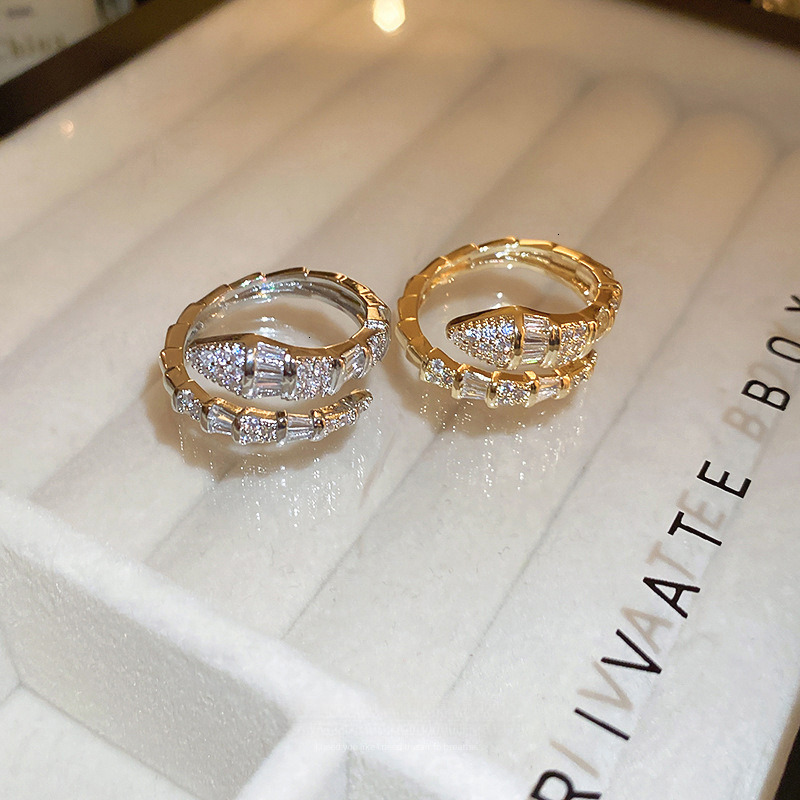 Luxury Brand Designer Jewelry Minimalist Style Zircon Snake Ring Niche High-end Design Index Finger Ring New Versatile Jewelry Wholesale For Women Fas