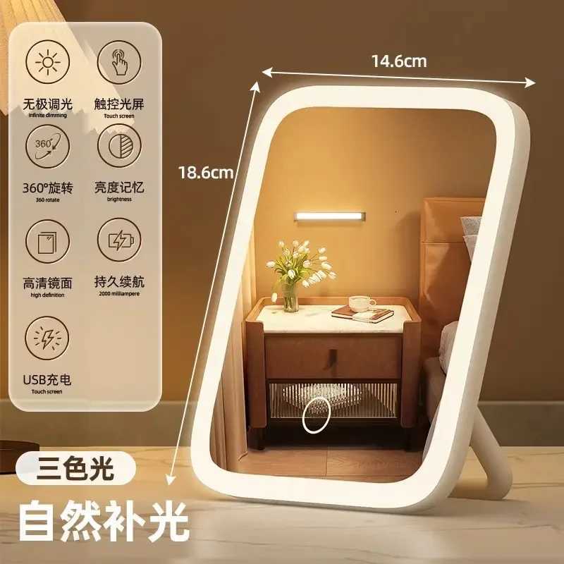 Lighted Vanity Mirror 360 Dimmable Touch Screen Portable Travel makeup Mirror with Bracket LED Cosmetic Mirror for Makeup DeskT251213