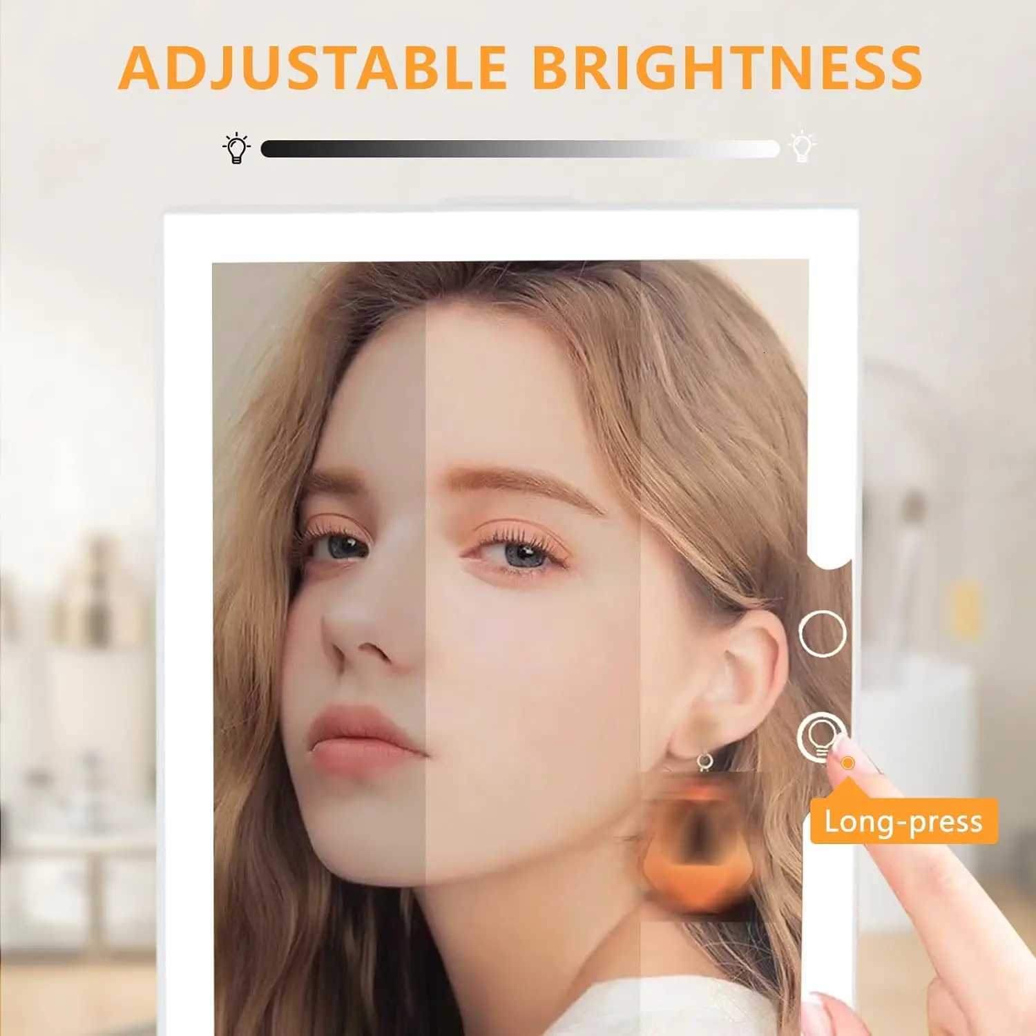 10X Magnification Makeup Mirror with Lights 3 Color Lights Dimmable Folding Touch Screen Tabletop Compact Cosmetic MirrorT251213