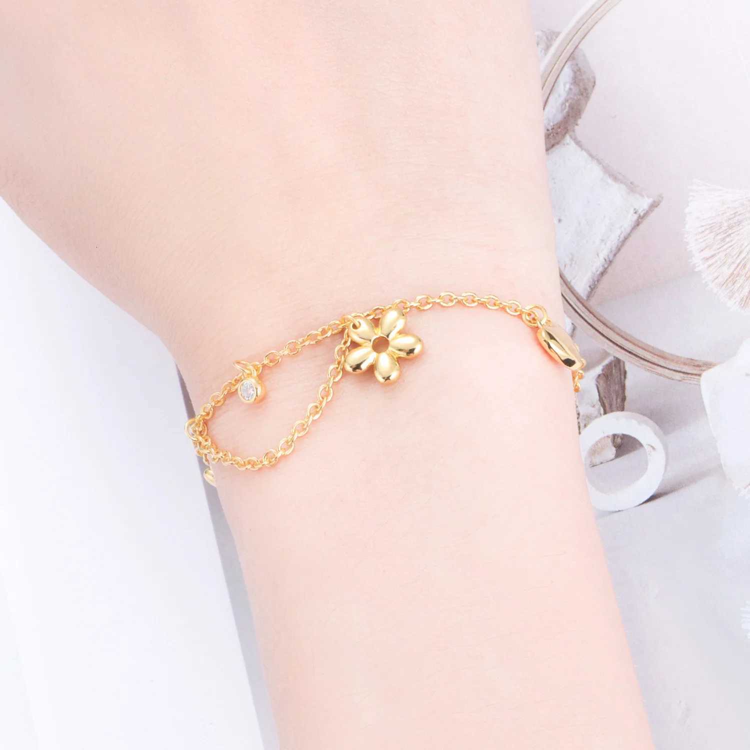 Orstarry New 925 Sterling Silver Golden Little Flower Chain Link Women Jewelry Party TrenDY Gifts M251213