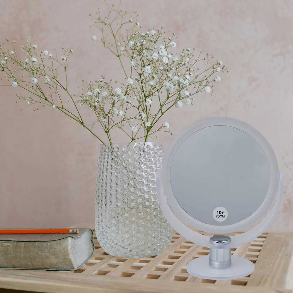 Dual Sided 10X Magnification Rubberized Vanity Mirror Freestanding Makeup Mirror Ideal Dressing Table DeskT251213