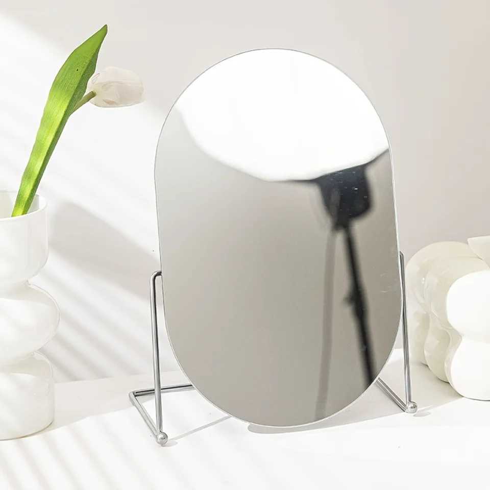 Oval Tabletop Vanity Mirror 1pc Nordic Style Iron Art Makeup Mirror Portable Desk Counter Top Mirror for Office Bathroom ShavT251213