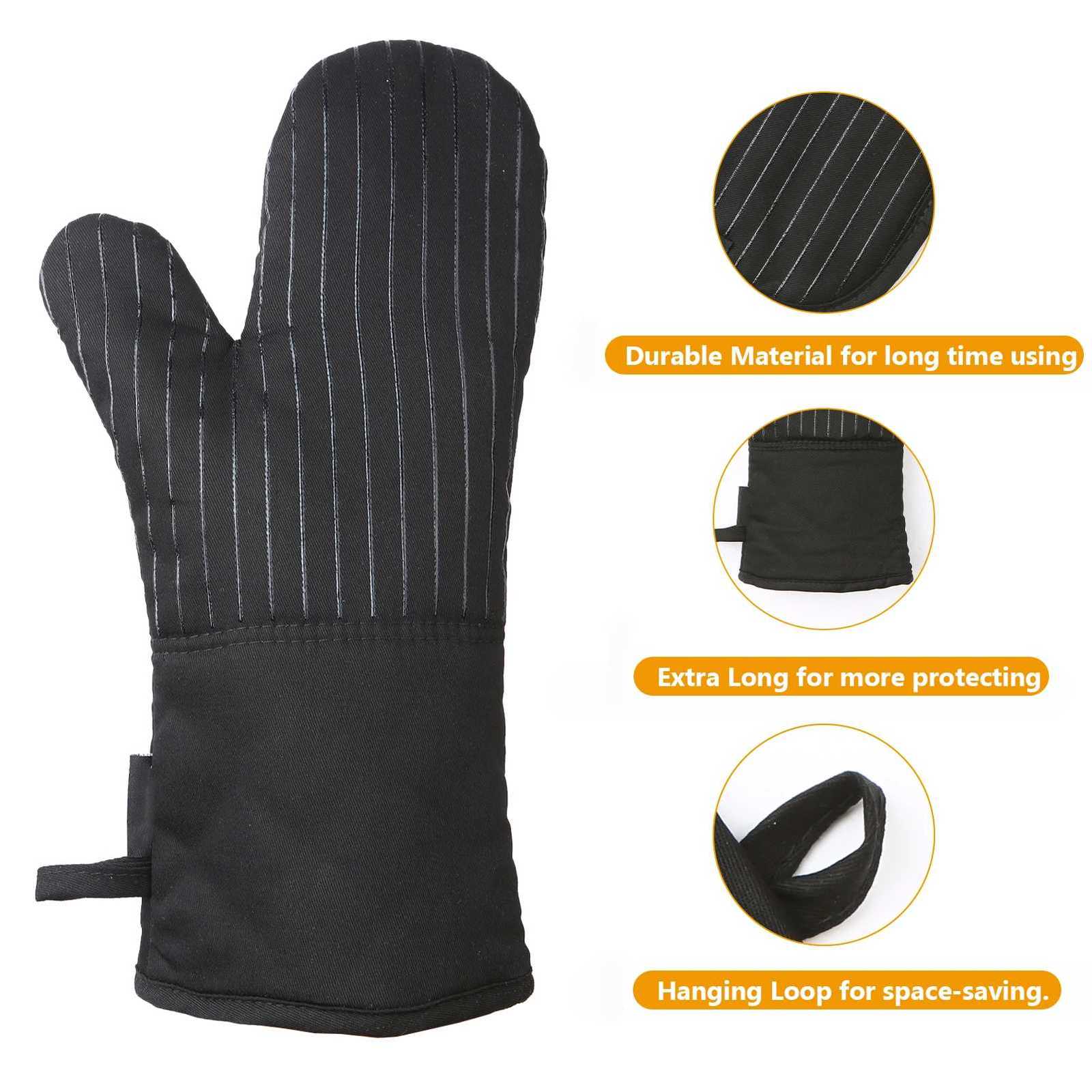 Aoresac Cotton Silicone Oven Mitts Heat Resistant Non-Slip Barbecue Gloves Kitchen Oven Gloves Potholders 1 Pair Oven Mitts 2 Po H251212