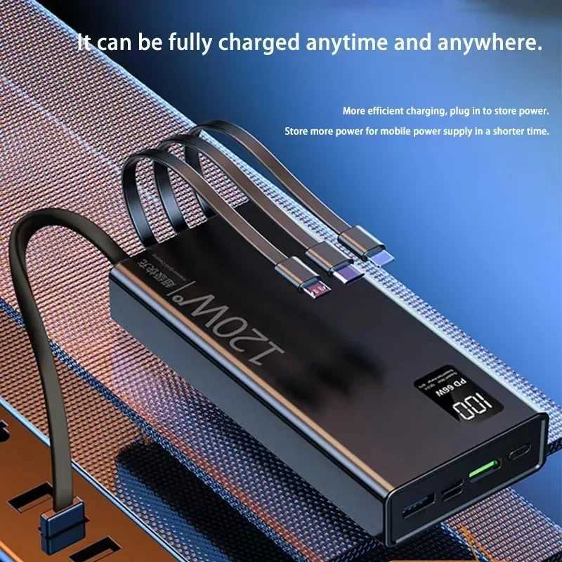 120W 50000mAh High Capacity Power Bank 4 in 1 Cables Fast Charging Power Bank Portable Charger For iPhone H251213