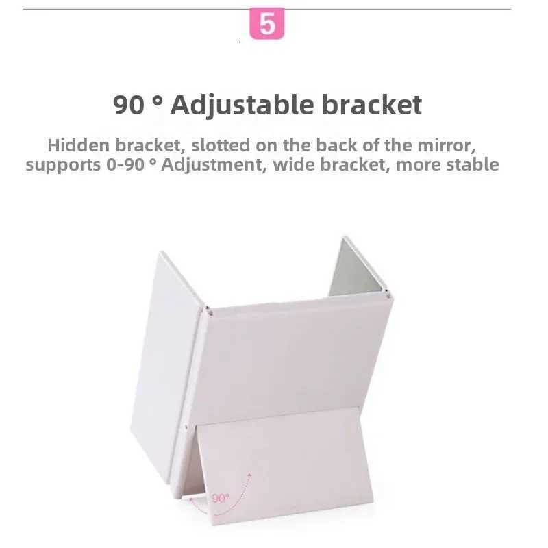 Triple Told Folding Makeup Mirror LED Lampstand Vanity Mirror Supports Dry Battery Charging Square Adjustable Angles MirrorT251213