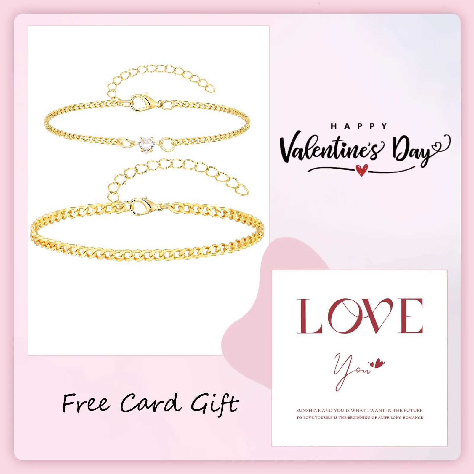 Dainty Heart Zircon Couple for Women Men Stainless Steel Link Chain Set s Fashion Jewelry Valentines Day Gift M251213