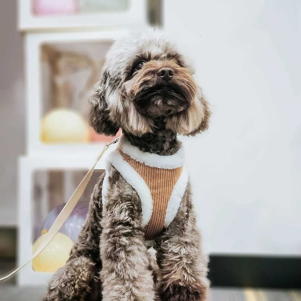 Winter Warm Dog Harness Leash Set Soft Plush Cat Puppy Vest For Small Medium Dogs Chihuahua Yorkie Harnesses With Matching Lead M251213