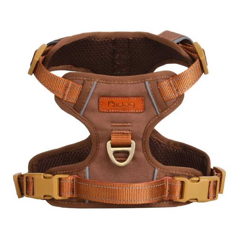 Pet Adjustable Vest Harnesses Soft Mesh Fabric Pete PU Leather Strap Explosion-proof Punch Reflective Strip Type Dog Chest Strap M251213