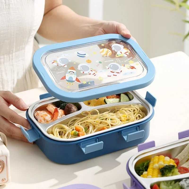 Cartoon Lunch Box Stainless Steel Cpartment Bento Box Microwave Available Food Container Students Off Worker Portable Bento H251213