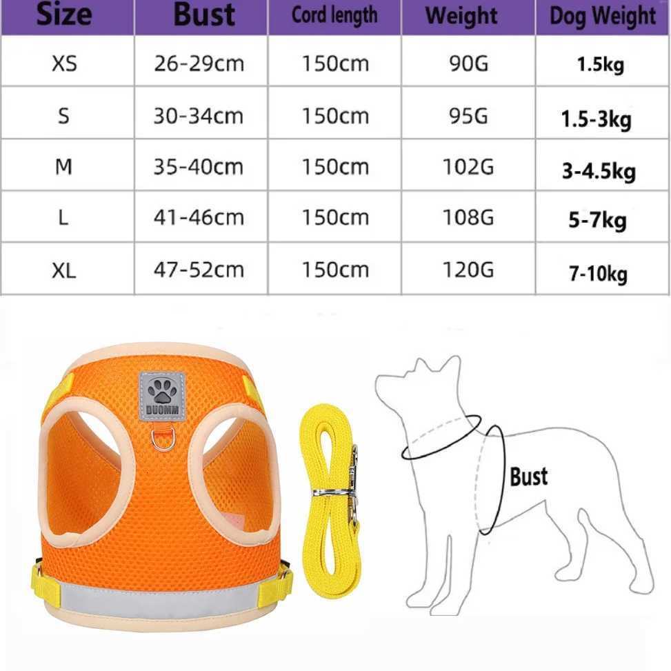 Summer Breathable Mesh Pet Harness Leash Set - Reflective Vest for Dogs Cats Adjustable Comfort Safety Chest Strap M251213