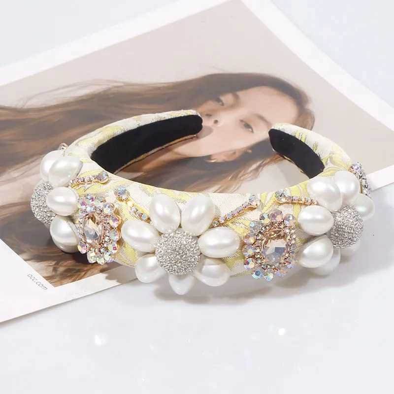 Luxury Sparkly Fl Crystal Pearl Baroque Haiand Padded Rhinestone Princ band For dr Birtay Hair Jewelry Y251213