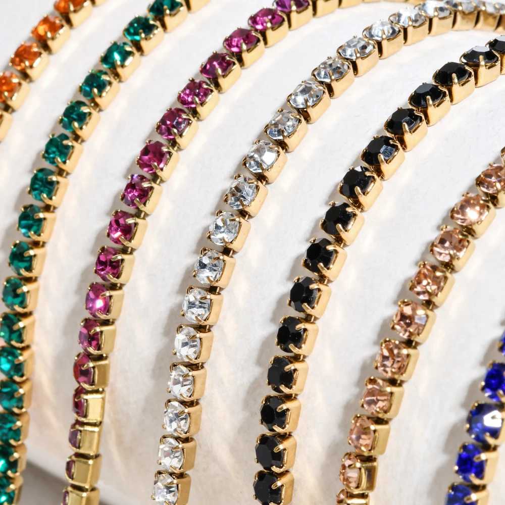 Minimalist Stainless Steel Crystal Tennis s For Woman Girls Simple Rhinestone Crystal Chain Fashion Jewelry M251213