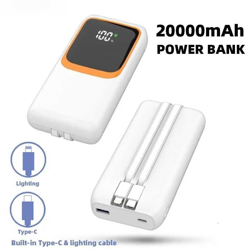 20000mAh Large Capacity Power Bank Built-in Cable 10000mAh 225W USB C Fast Charging External Spare Battery For iPhone 14 H251213