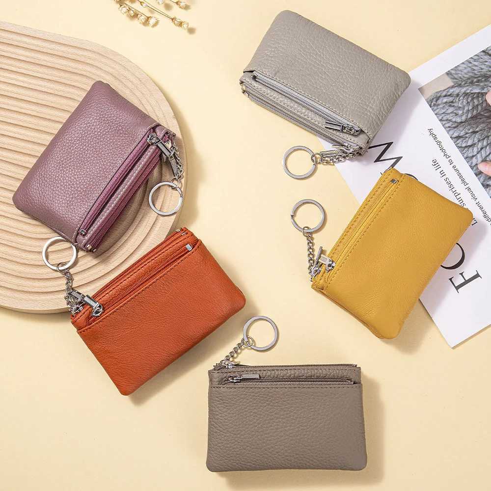 New Wens Wallets Soft Genuine Leather Zipper Purses Large Capacity Mey Bag Portable Storage Bag With Keychain Coin Holders Y251213