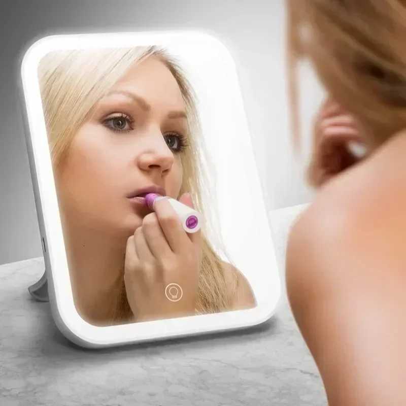 LED Touch Screen Makeup Mirror Folding Lighted Vanity Mirror 90 adjustableCosmetic Mirror Travel for Women GirlsT251213