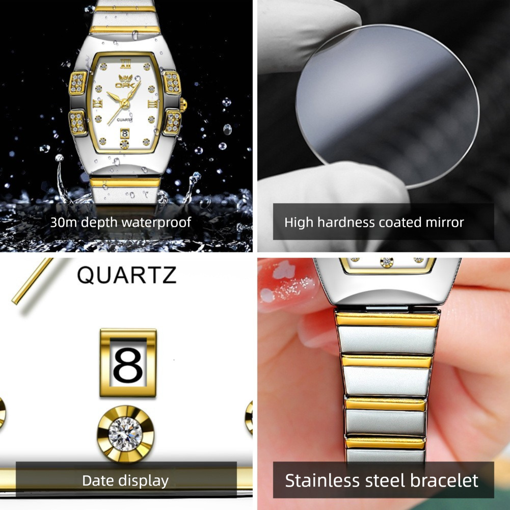 OPK Designer Women's Watch: Fashionable, Simple And Luxurious Outdoor Sports Wristwatch, Square Steel Band Waterproof Luminous Quartz Women'